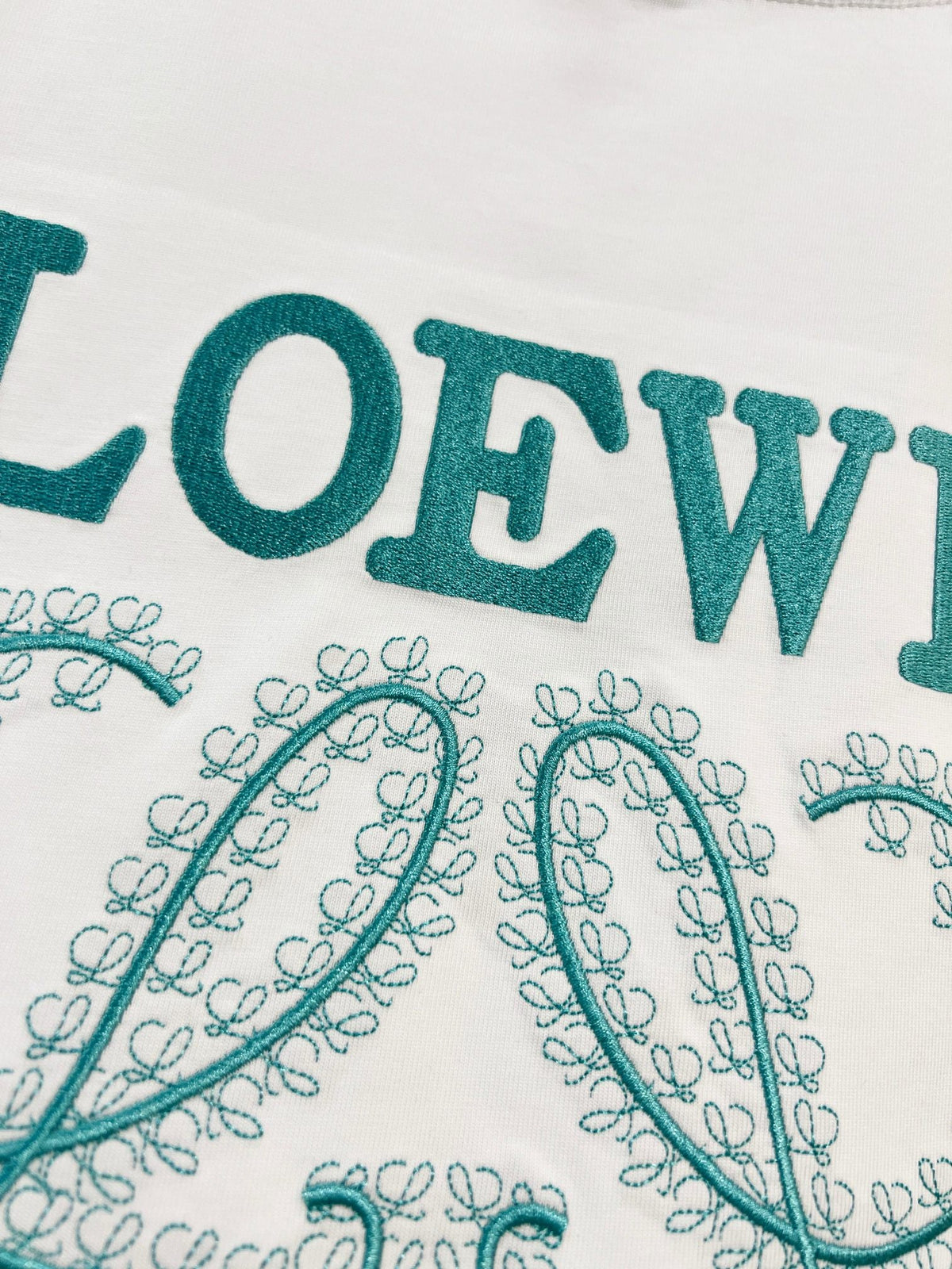 Embroidered letter t-shirt with front and back vines