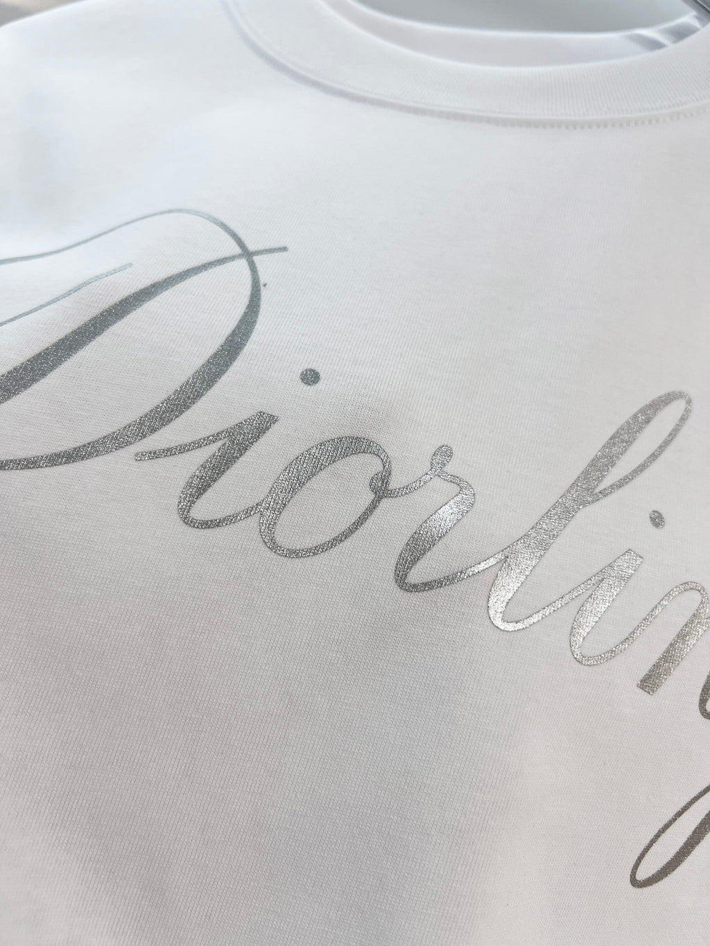 New silver letter short shirt