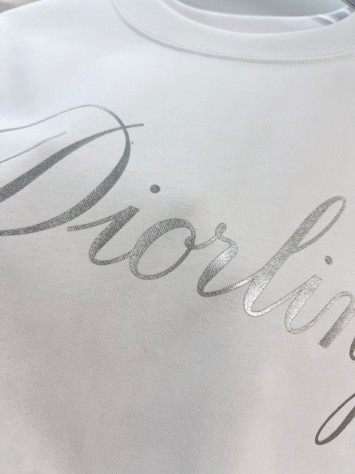 New silver letter short shirt