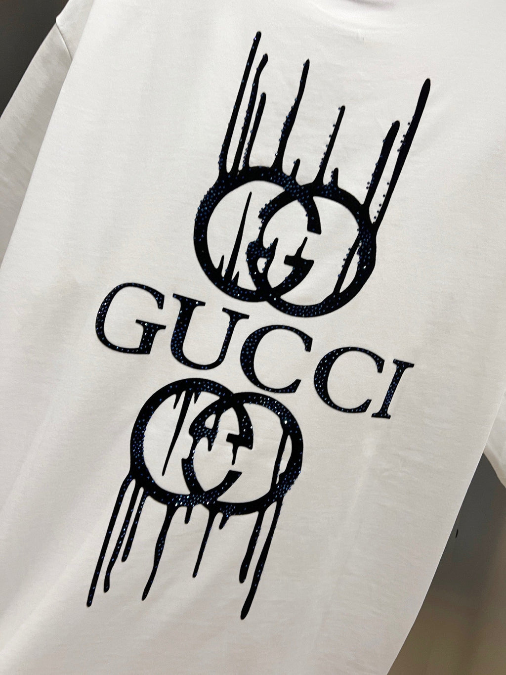 New logo Middle Eastern Australian diamond+plush printing technology short sleeved T-shirt