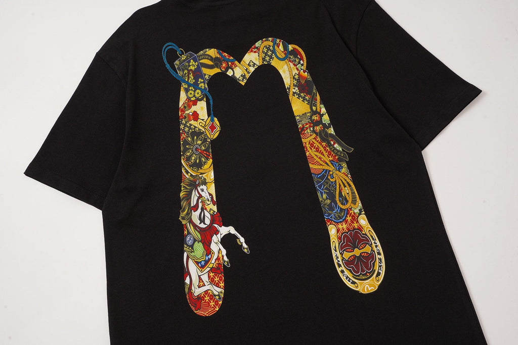 New Seagull Big M Horse Year Printed Casual Loose Round Neck Short Sleeve T-shirt
