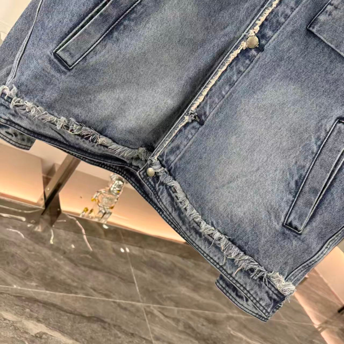 New tassel worn denim jacket