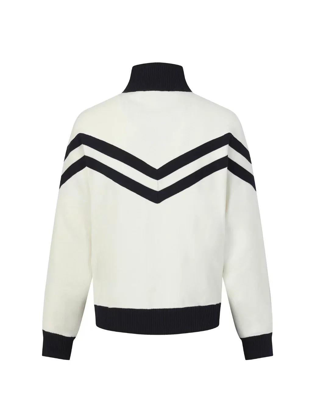 New striped contrasting stand up collar sweater