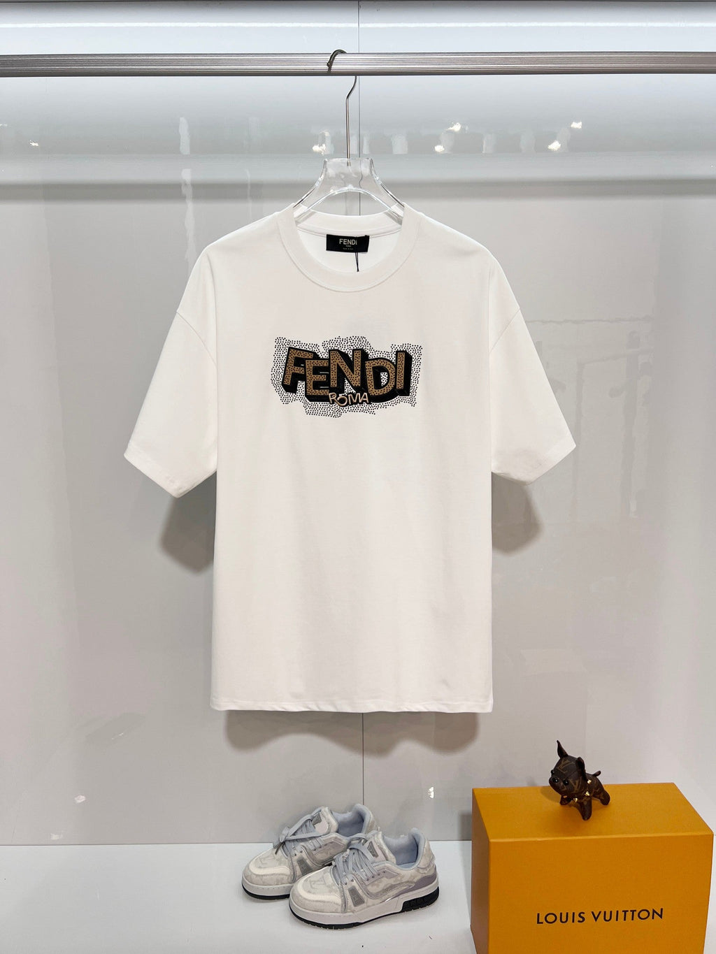 New three-dimensional hot bead heavy embroidery letter short sleeved shirt