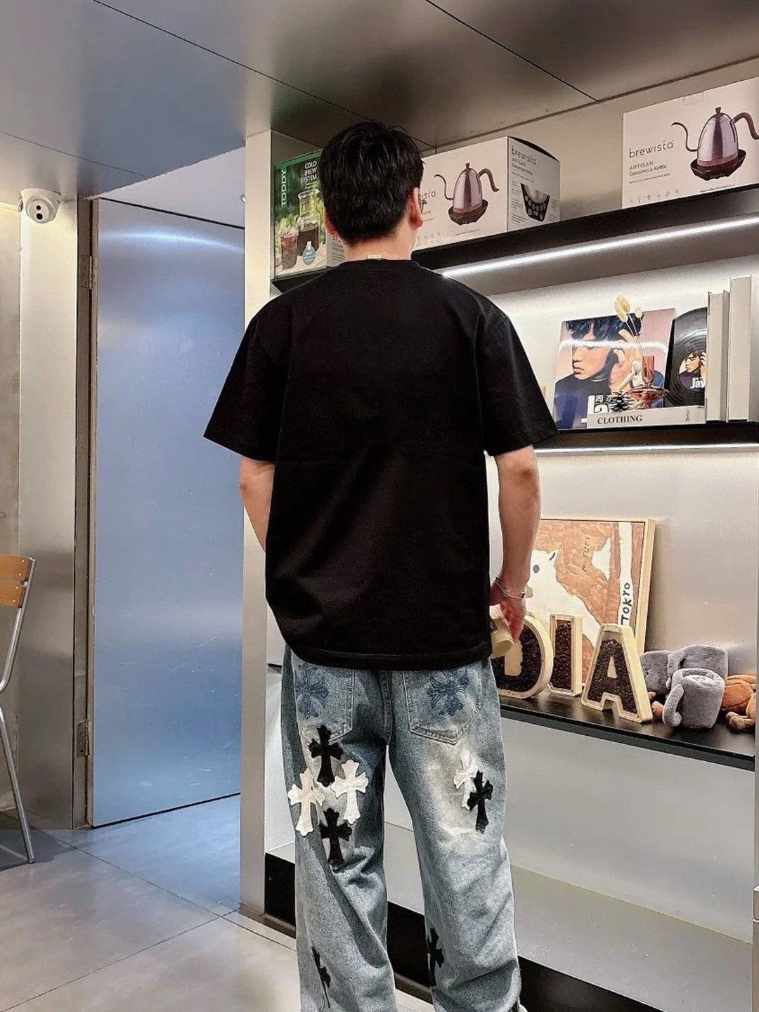 Brand letter graphic painted hot stamping printed T-shirt