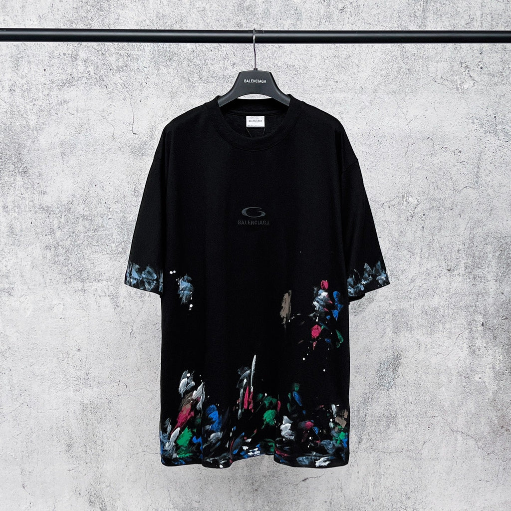 Embroidered hand-painted graffiti short sleeved T-shirt