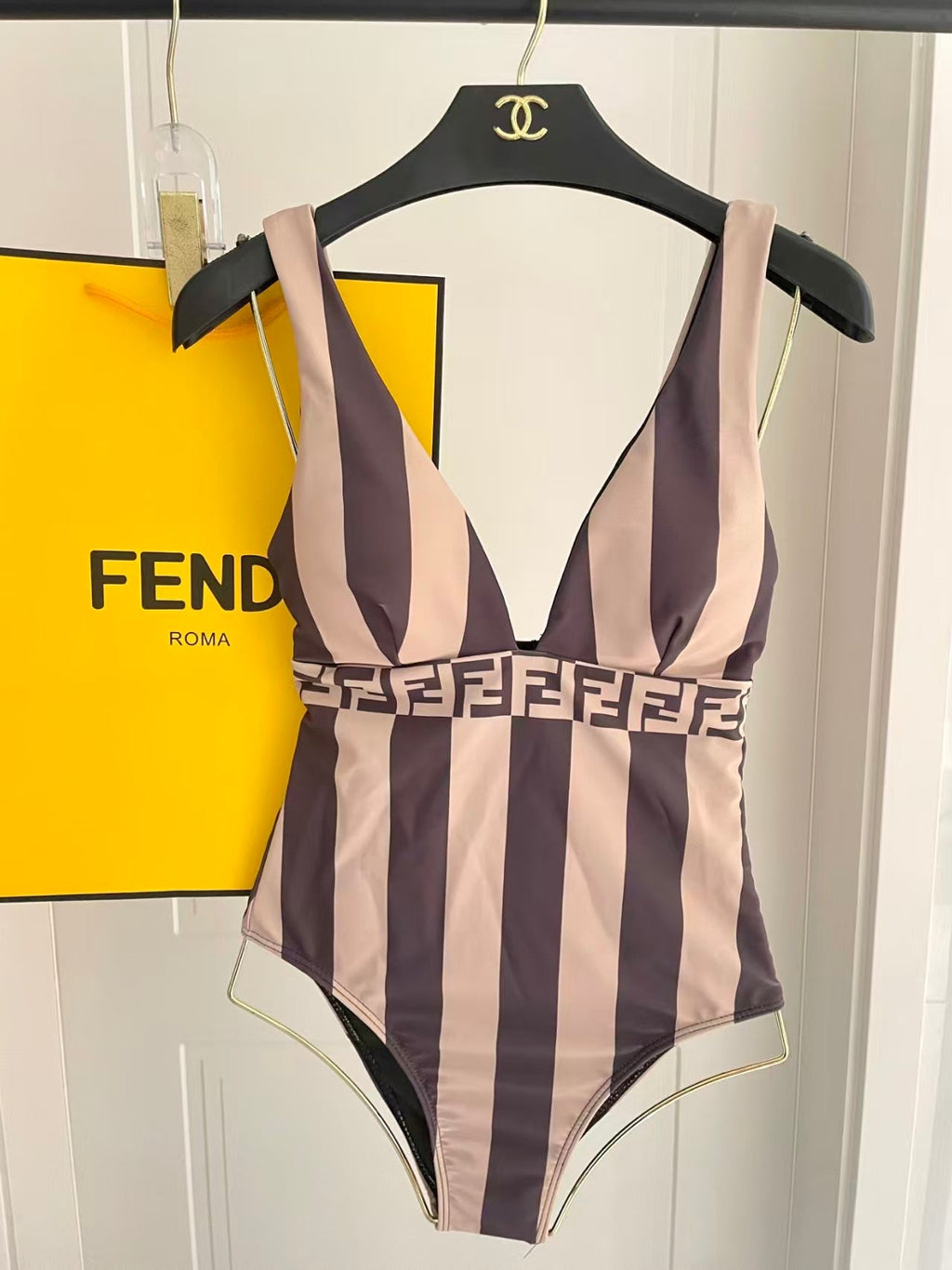 New striped one-piece swimsuit
