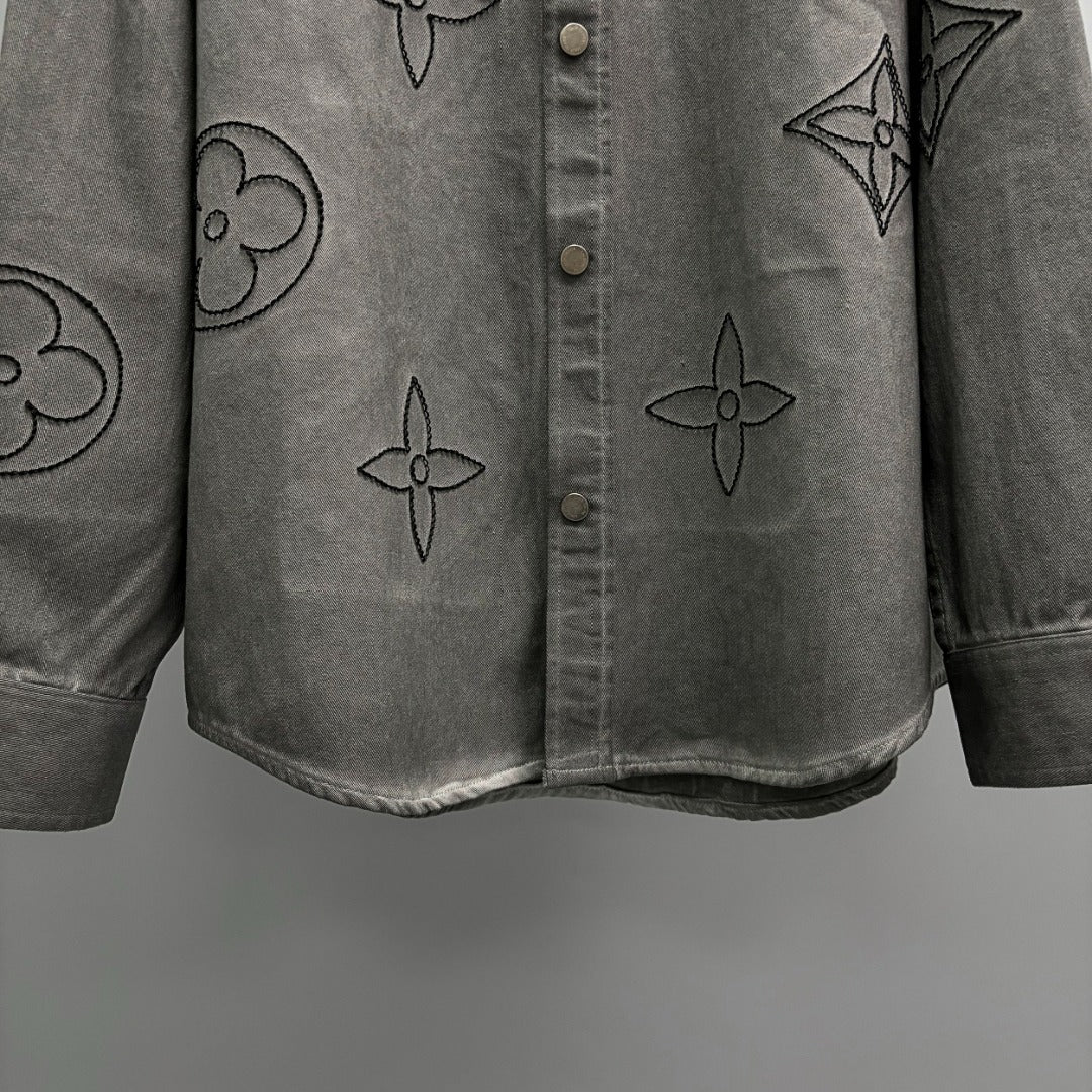 Embroidered denim shirt