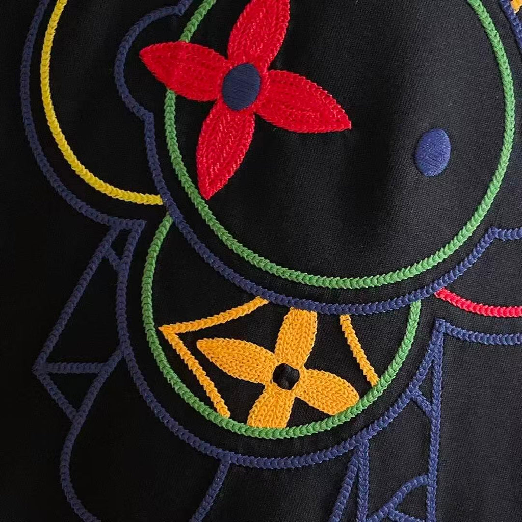 Colorful Floral Embroidery T-Shirt