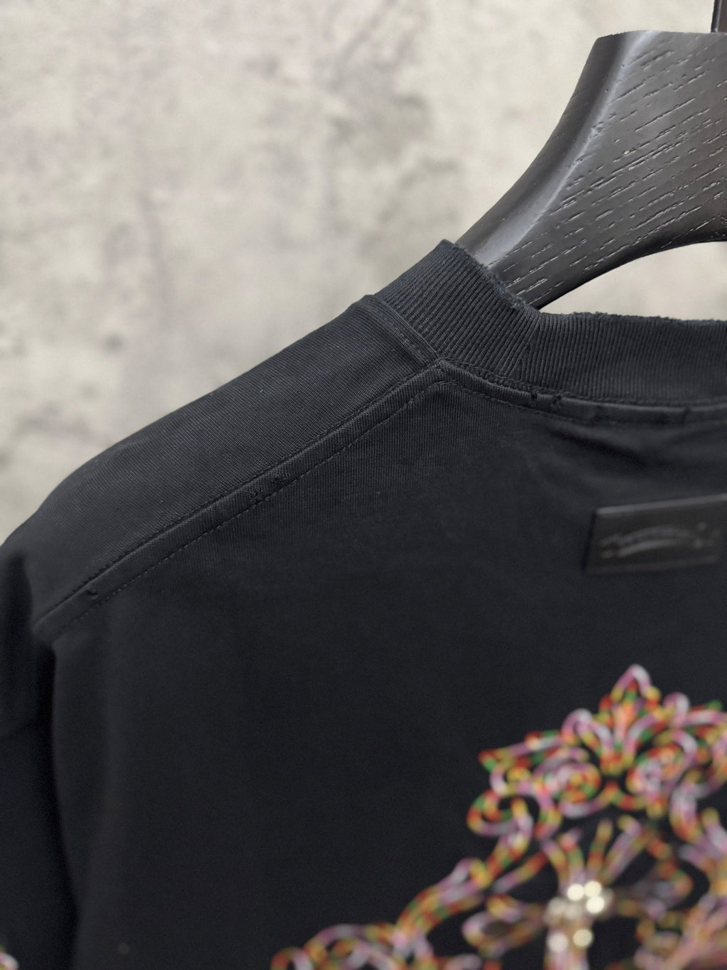 Embroidered couple short sleeved fabric with colored thread