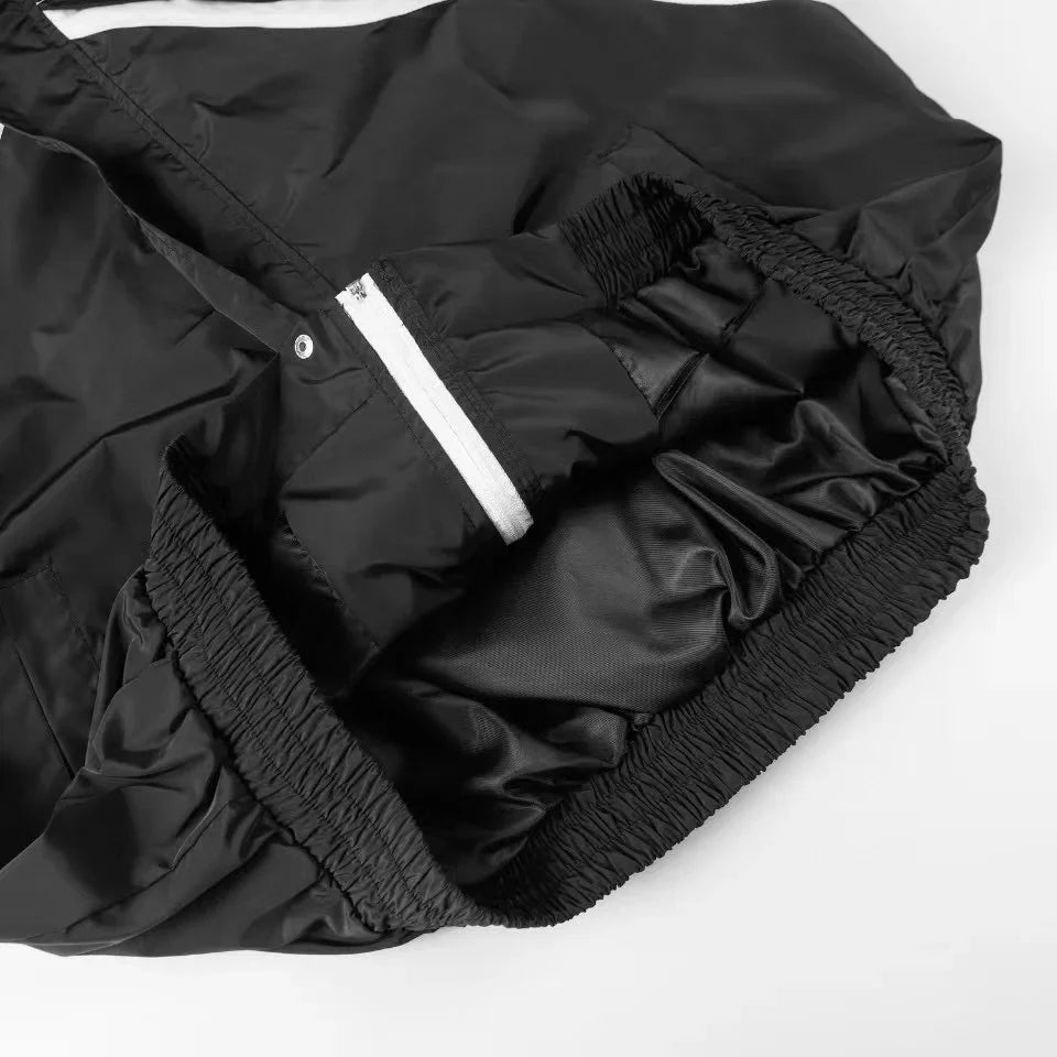 Flame Embroidered Windbreaker Jacket