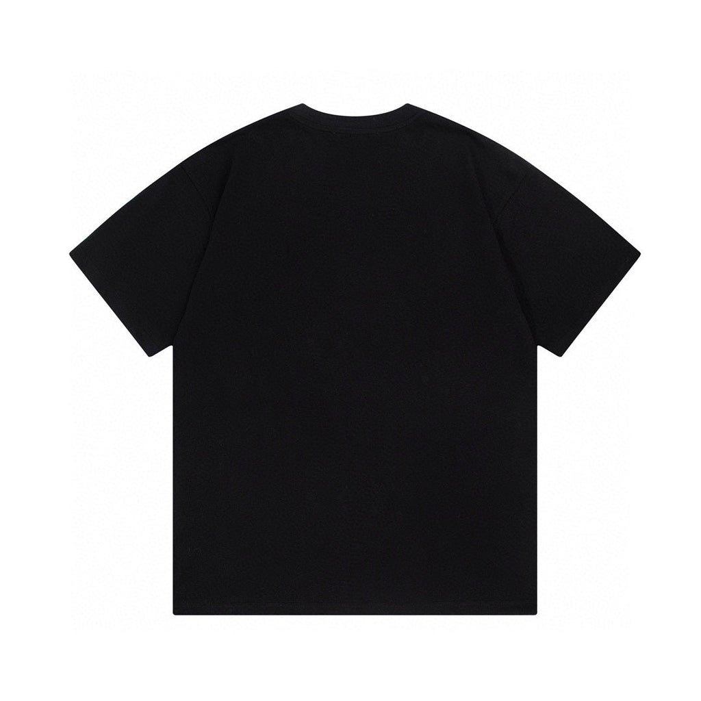 High quality textured jacquard letter patchwork embroidered T-shirt