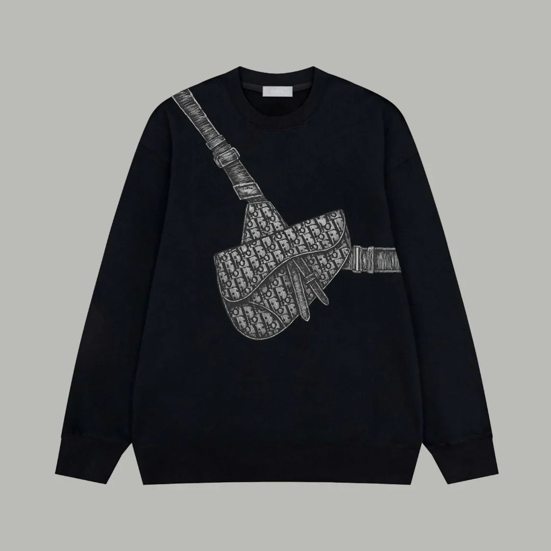 Printed looped long sleeved hoodie