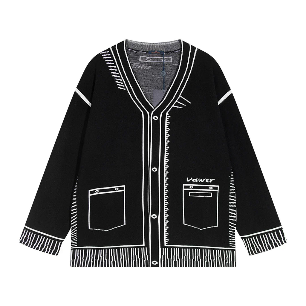 Autumn and winter graffiti wool sweater jacket