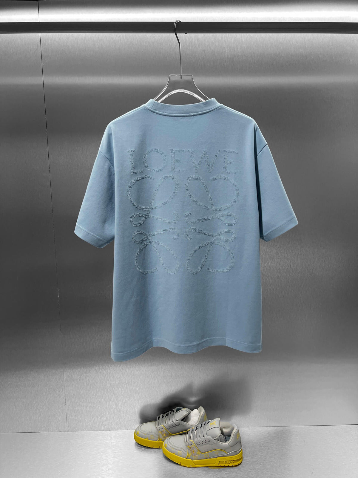 Sky Blue Minimal Label Knit T Shirt
