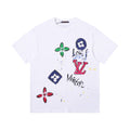 Hand drawn graffiti, splashed ink letters, logo, short sleeved T-shirt