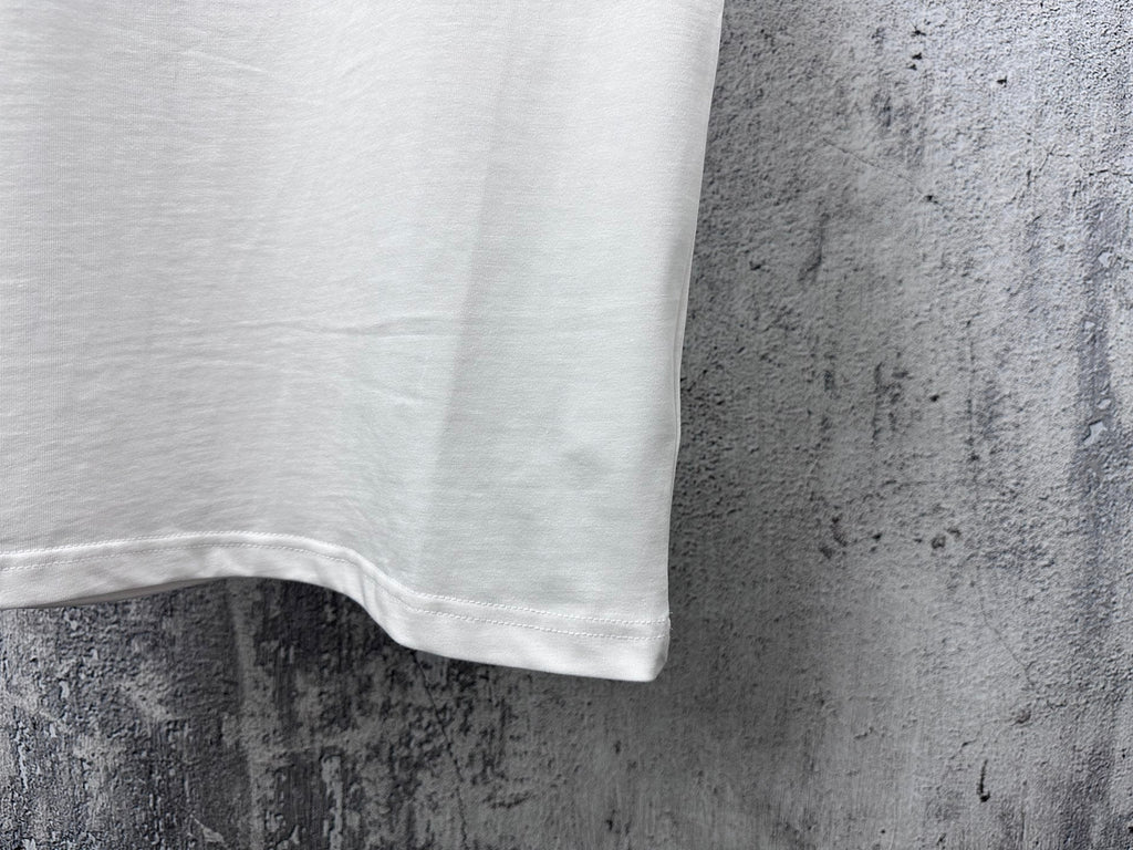 Embroidered collar, small leather pocket, short sleeved, unisex