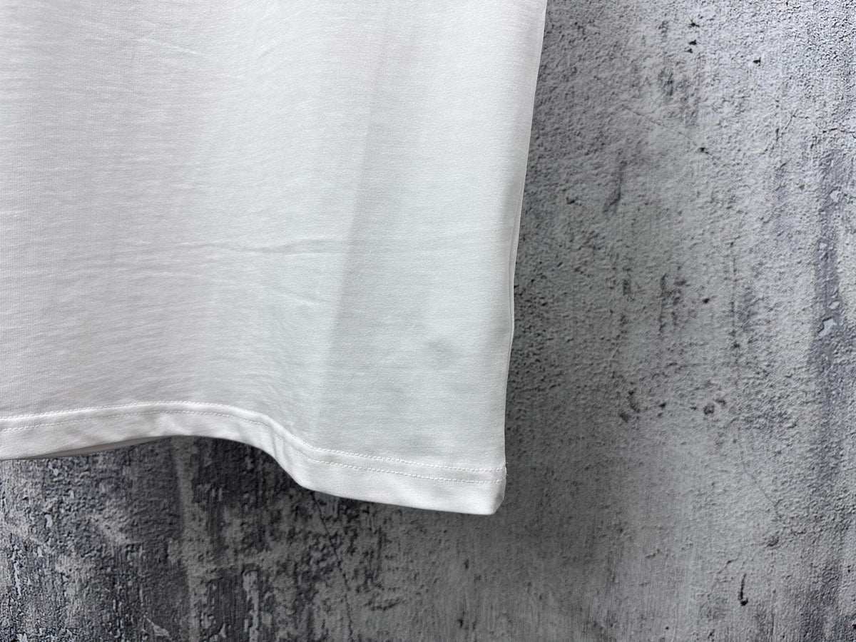 Embroidered collar, small leather pocket, short sleeved, unisex