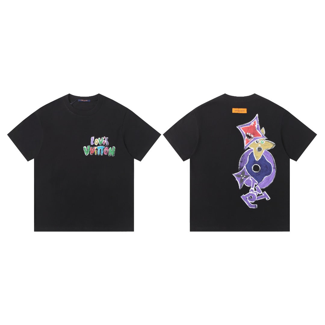 Hand drawn graffiti, splashed ink letters, logo, short sleeved t-shirt