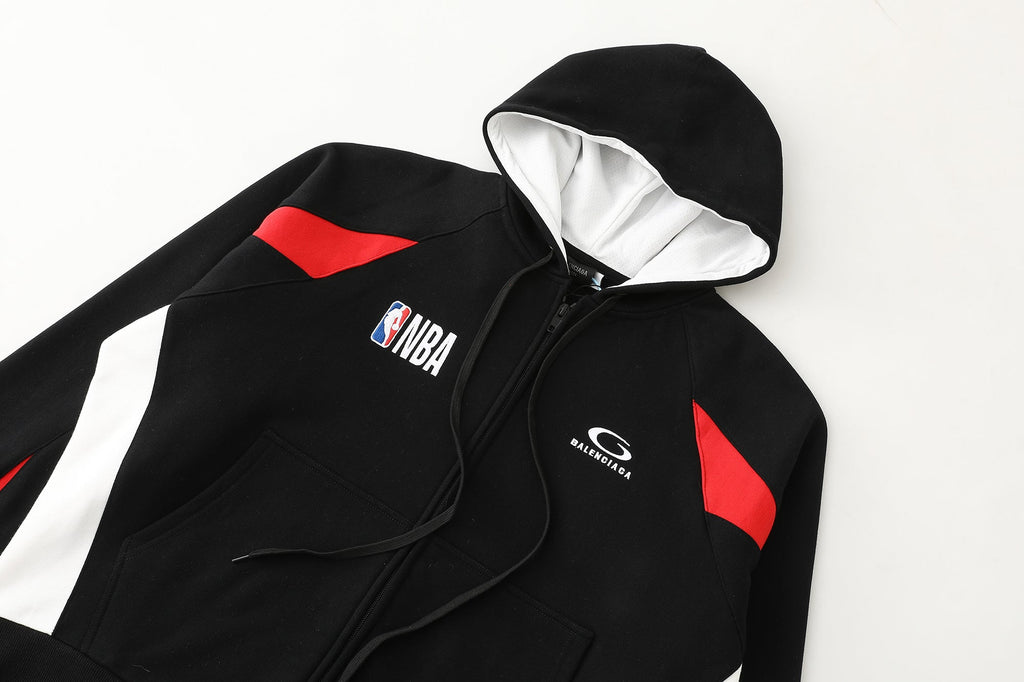 Co branded series cotton zipper long sleeved casual hooded sweatshirt jacket