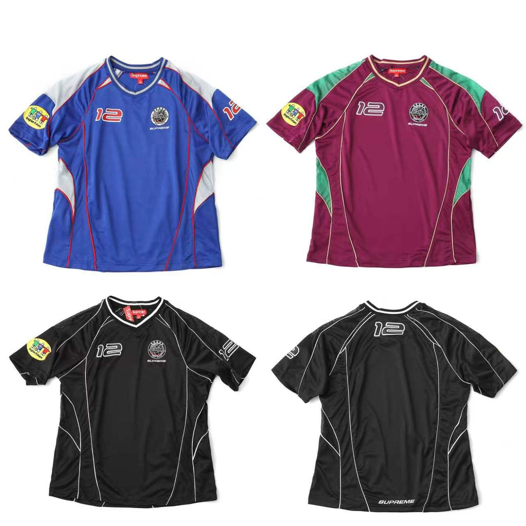 Embroidered patch short sleeved football jersey for both men and women