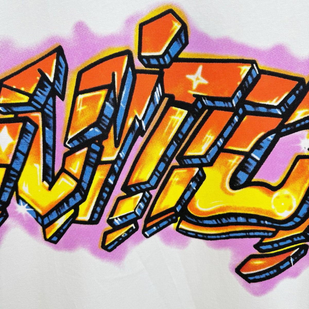 Flame Crack Logo Graffiti Letter Round Neck Short Sleeve