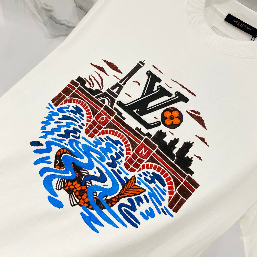 Landscape printed silicone letter T-shirt