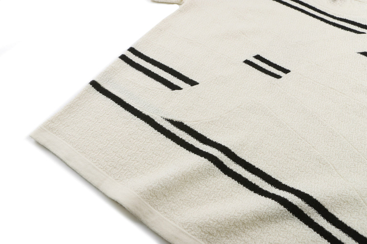 Lightweight textured wool round neck embroidered T-shirt