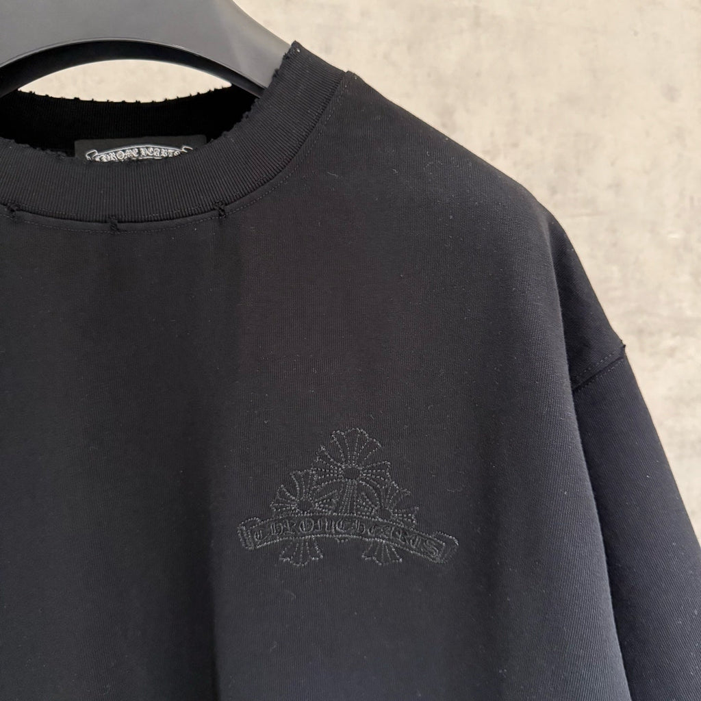 Embroidered T-shirt with front and back panels