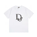 High quality textured jacquard letter patchwork embroidered T-shirt