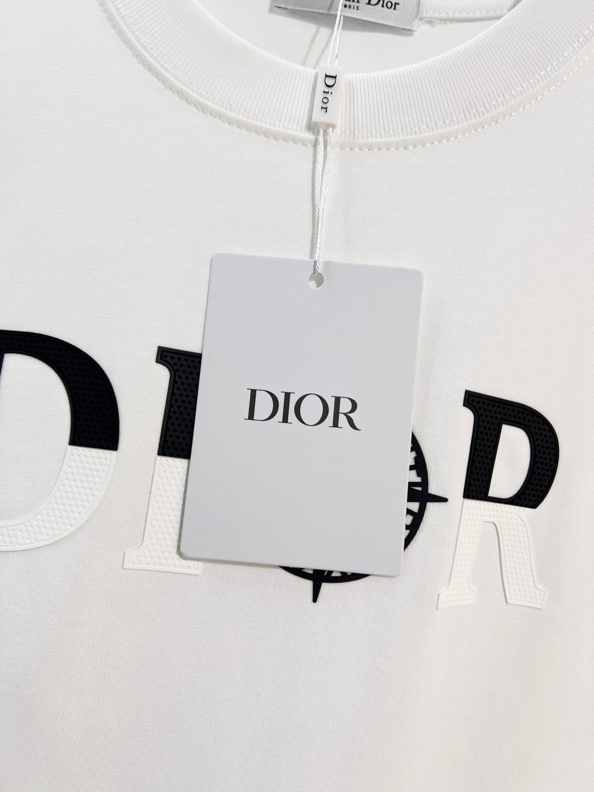 Classic Splicing Color Contrast Offset Letter Round Neck T-shirt