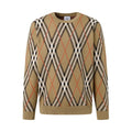 Round neck knitted jacquard texture diamond grid craft sweater