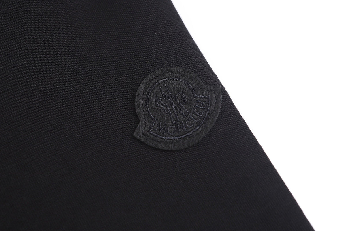 Space Embroidered Logo Round Neck Cotton T-shirt