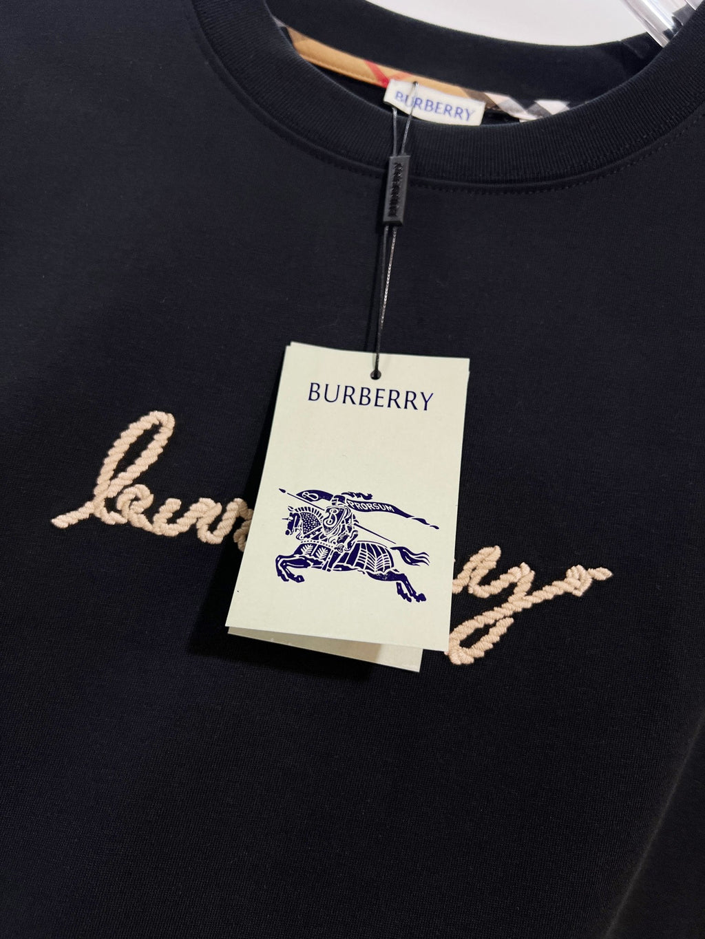 Front hemp rope embroidered letter logo short sleeved shirt
