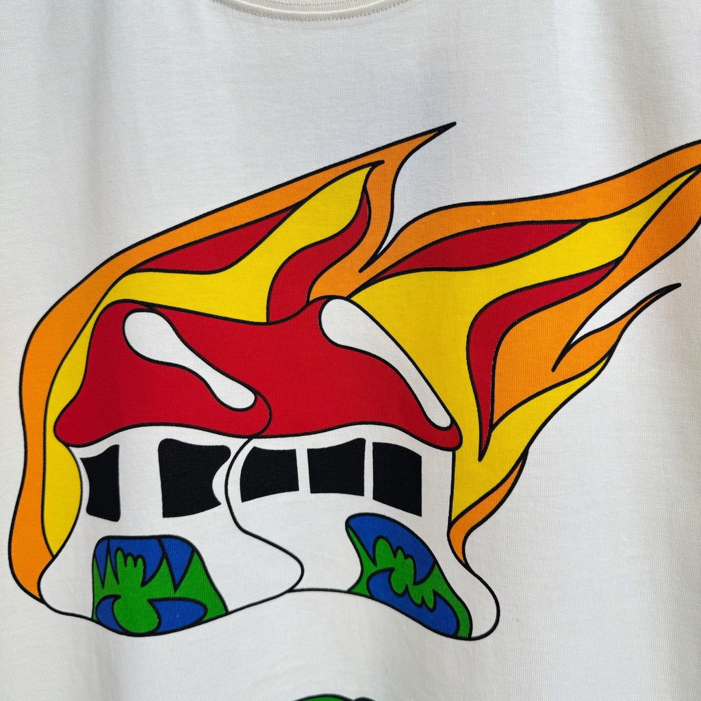 Flame printed round neck short sleeved shirt