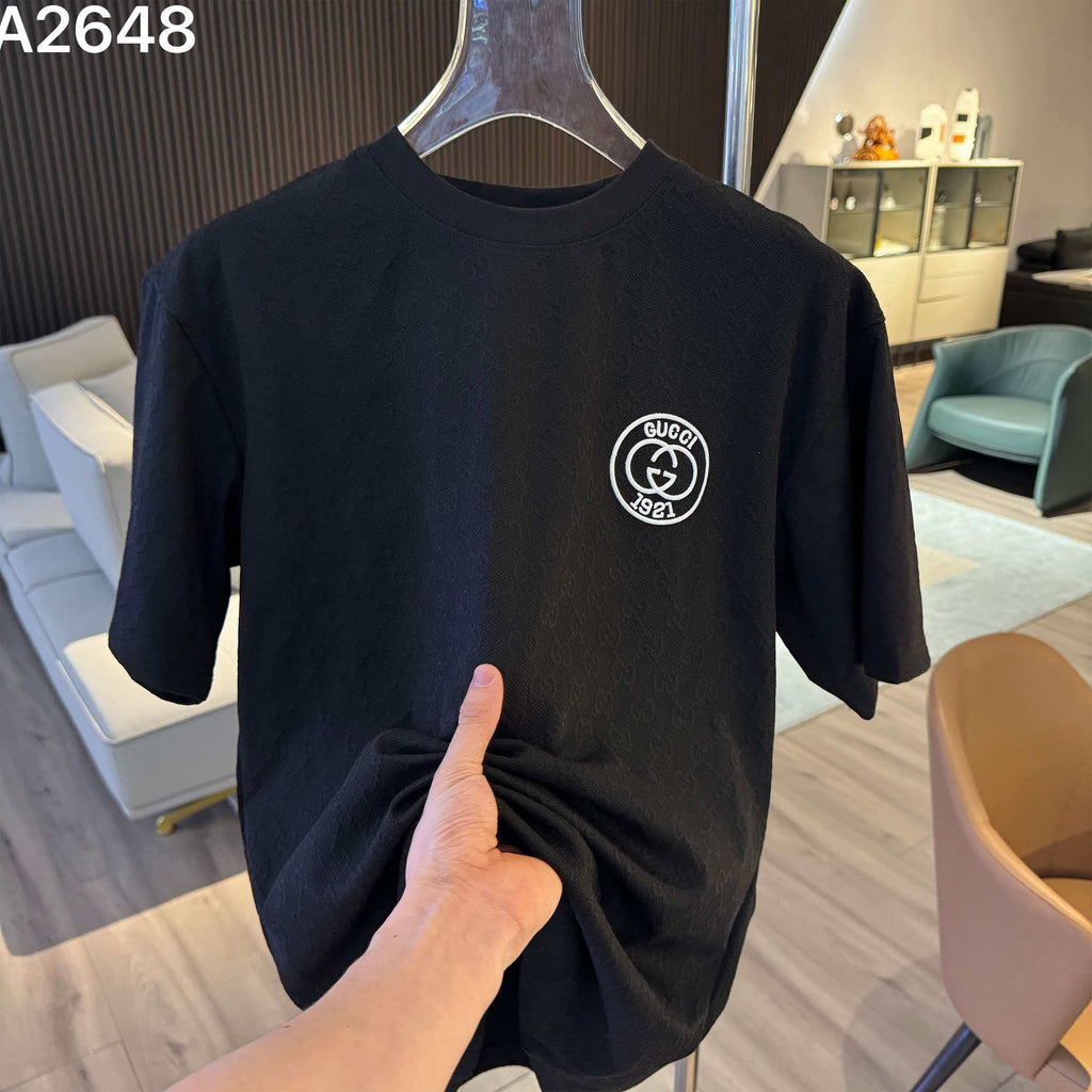 6ss New Embroidery Jacquard Craft Logo Letter Short Sleeve