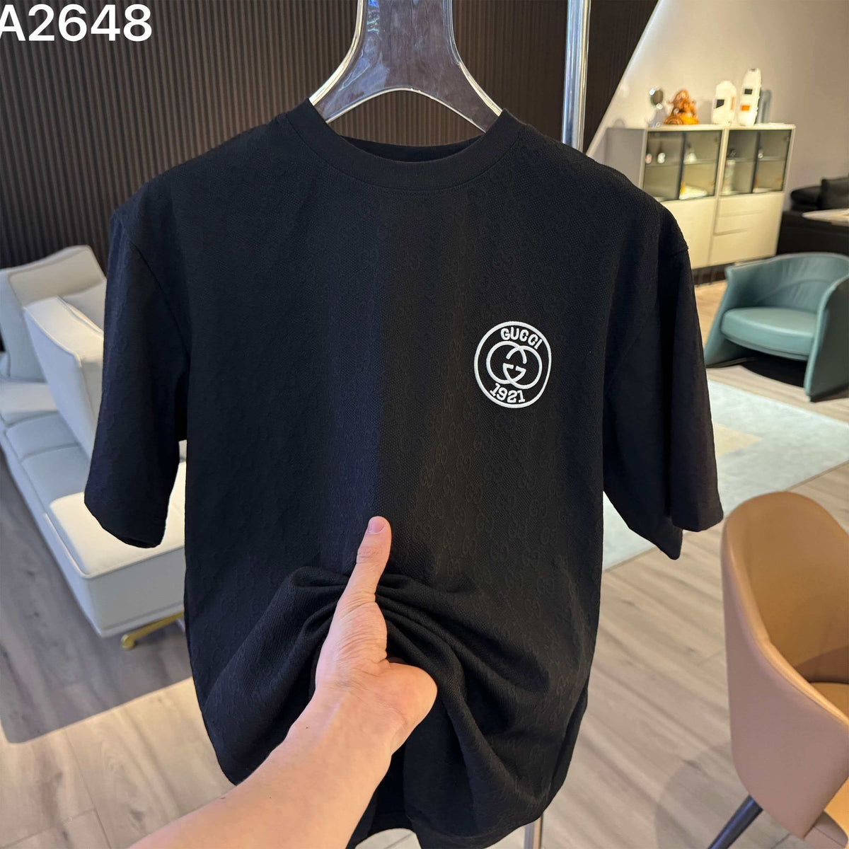6ss New Embroidery Jacquard Craft Logo Letter Short Sleeve