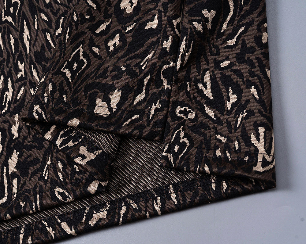 Knitted jacquard fabric lapel T-shirt