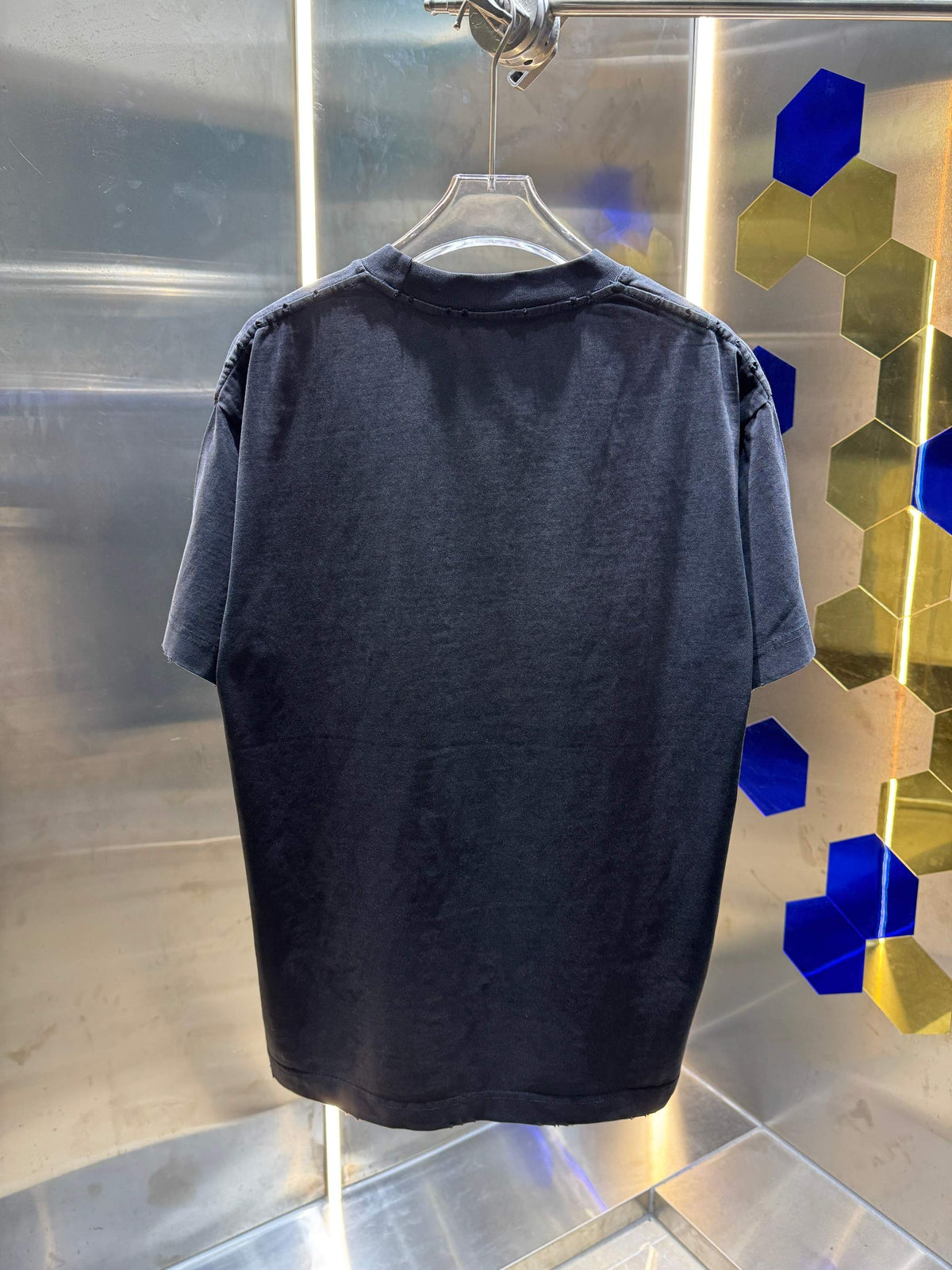 3D color blocked embroidery 🪡 Letter LOGO Phantom Spray Printed T-shirt