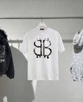 Chest sticker printed logo round neck short sleeved T-shirt 7
