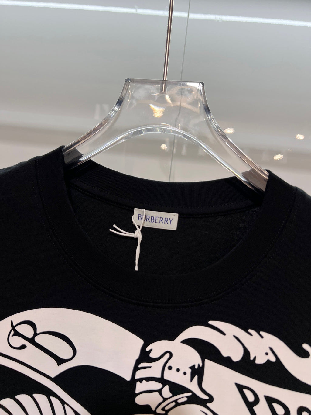 Front 3D printed horse offset letter round neck T-shirt