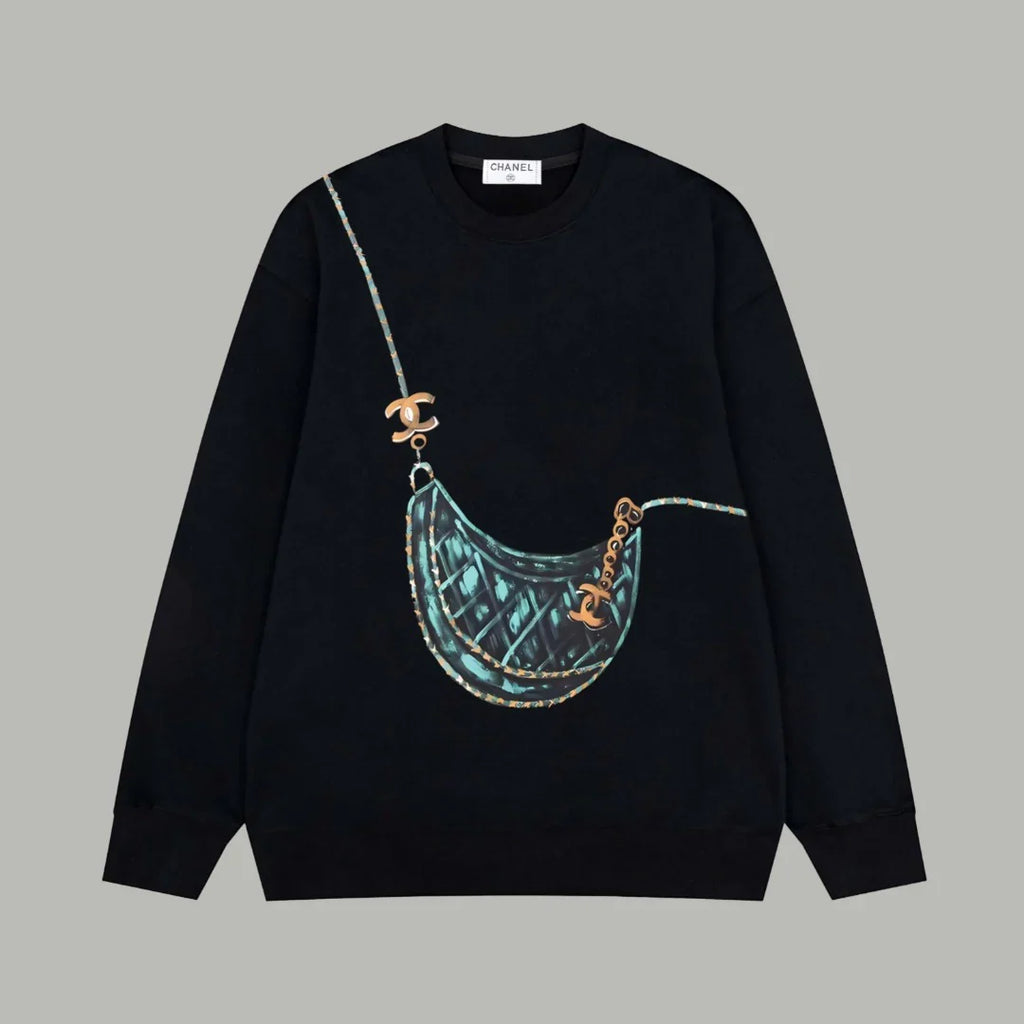 Printed looped long sleeved hoodie