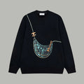 Printed looped long sleeved hoodie