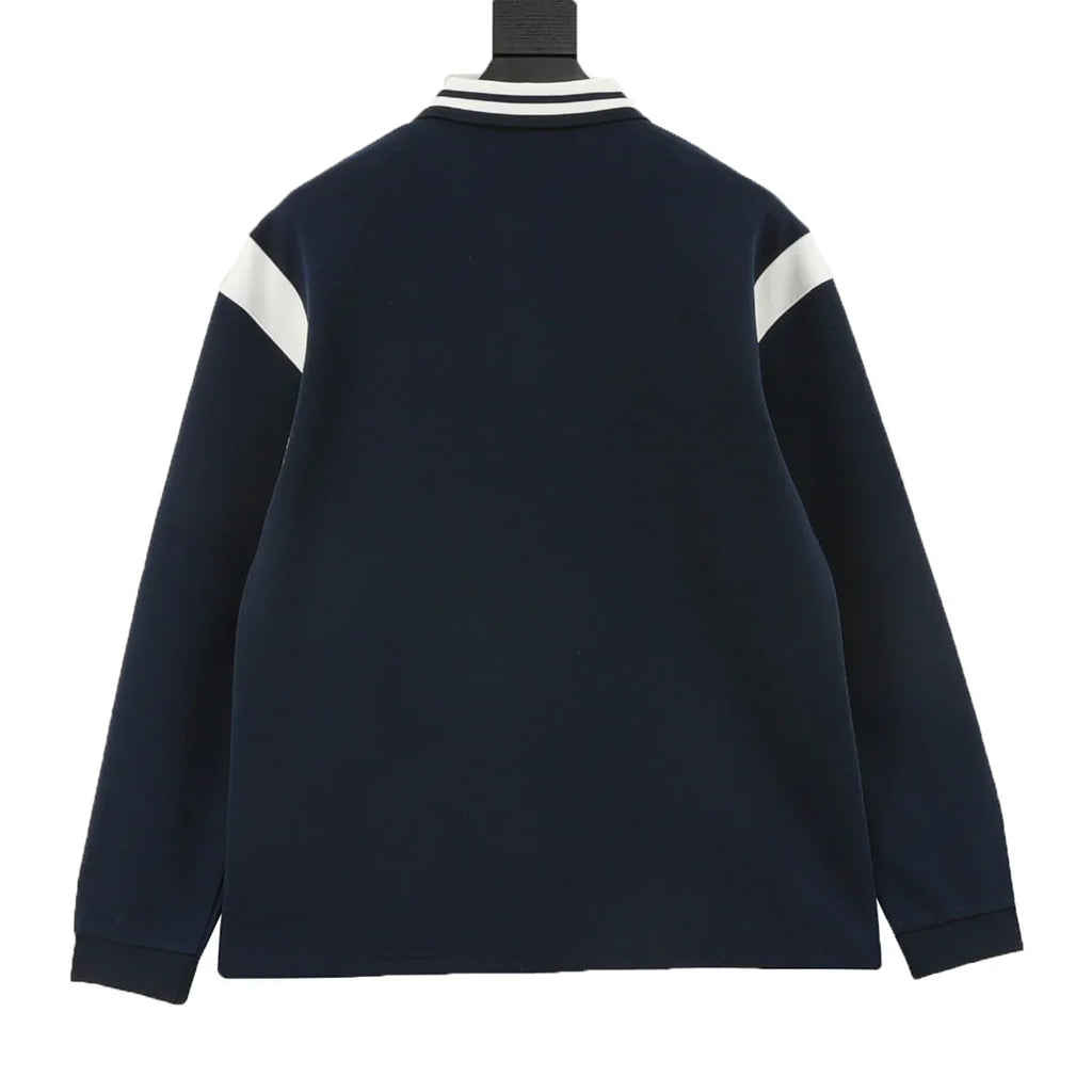 Mother embroidery lapel long sleeved polo shirt