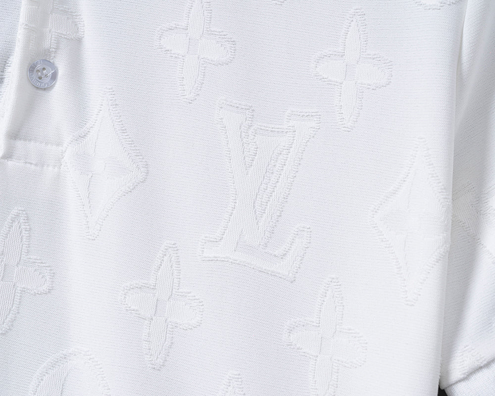 Knitted jacquard fabric lapel T-shirt