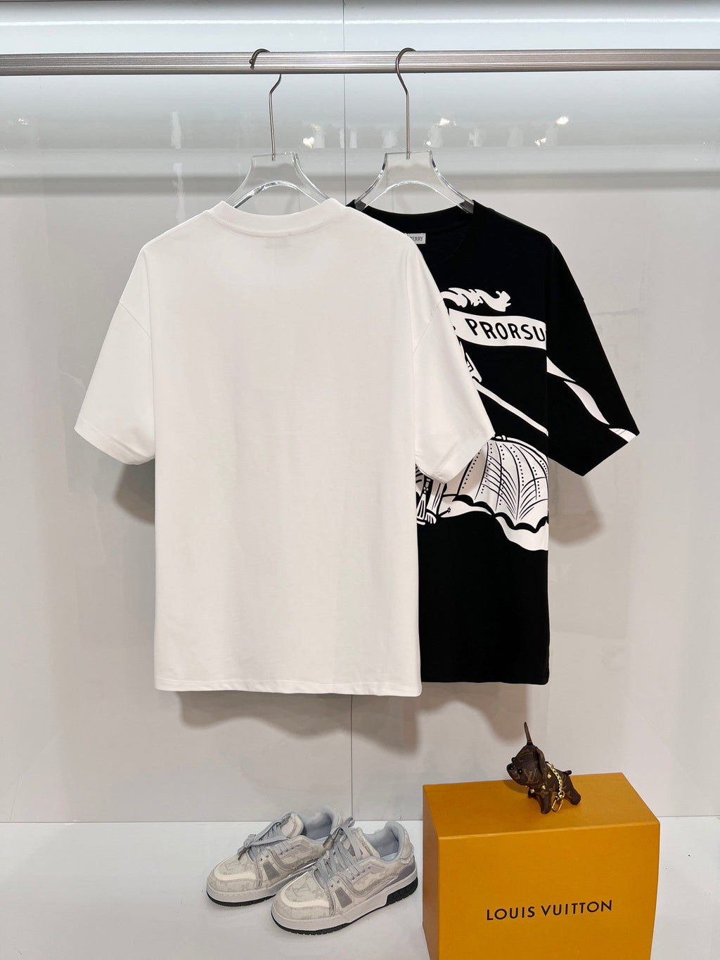 Front 3D printed horse offset letter round neck T-shirt