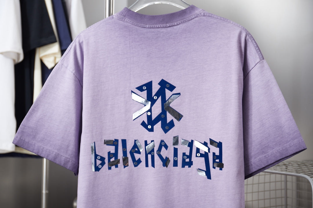 Letter rhinestone short sleeved shirt