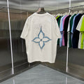 Ice Blue Floral Hand Drawn  T Shirt