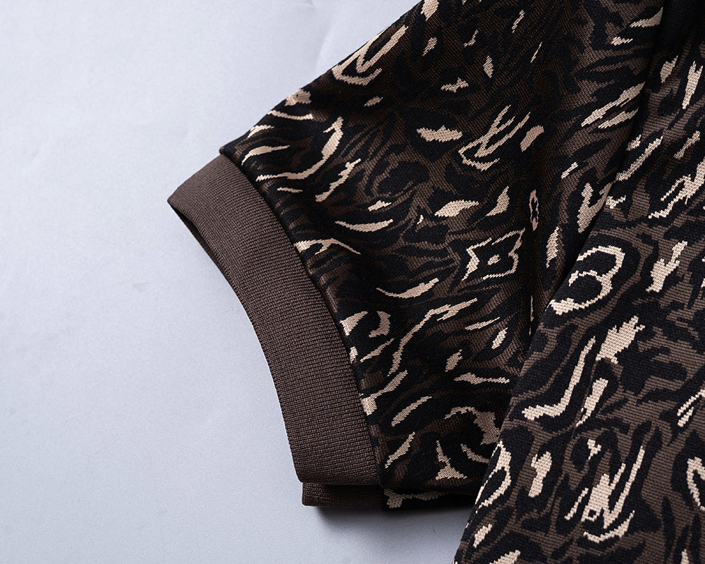 Knitted jacquard fabric lapel T-shirt