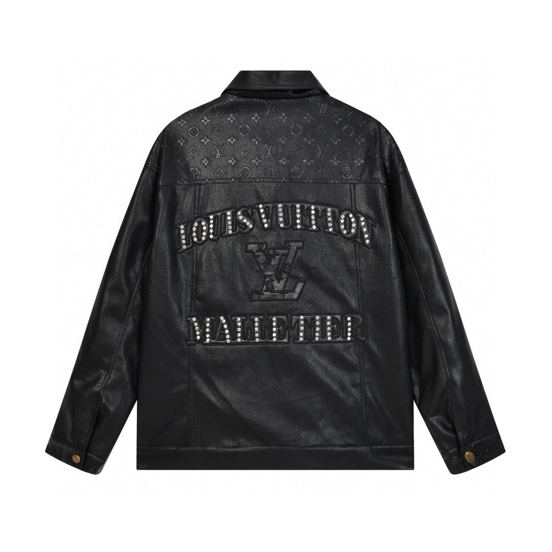 Full leather baseball jacket